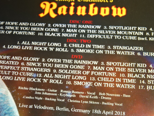 yvX 2CD+1DVDzb`[EubNAYEC{[ RITCHIE BLACKMORE'S RAINBOW - DEFINITIVE BERLIN 2018