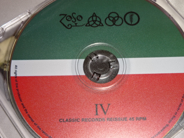 �y�X�����P�[�X�̃v���X1CD�z���b�h�E�c�F�b�y���� LED ZEPPELIN IV : CLASSIC RECORDS REISSUE 45 RPM